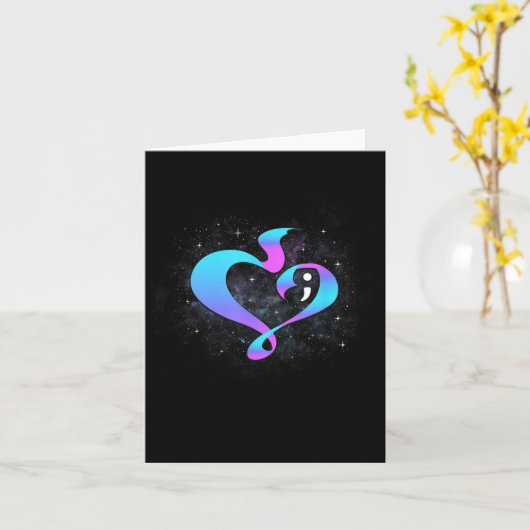 Heart Shape Semicolon - Suicide Prevention Awarene カード (黄色い花)