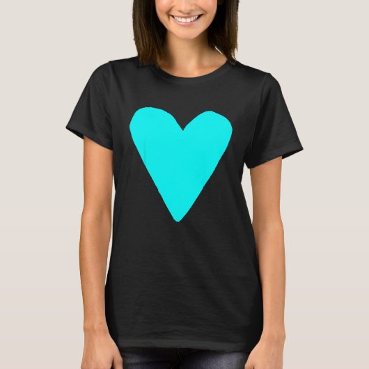 Heart Shape Symbol Love Kindness Peace Cyan Tシャツ (正面)