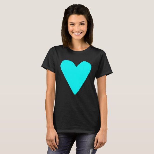 Heart Shape Symbol Love Kindness Peace Cyan Tシャツ (正面フル)