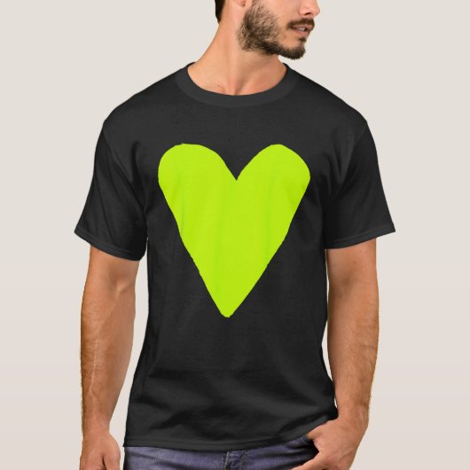 Heart Shape Symbol Love Kindness Peace Lime Tシャツ (正面)