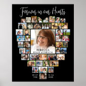 Heart Shaped 44 Photo Collage Funeral Memorial ポスター (正面)