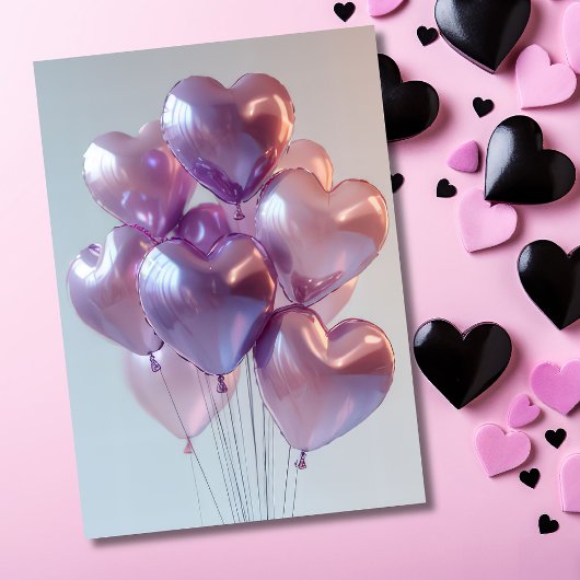 Heart shaped Balloons Valentine's Greeting カード