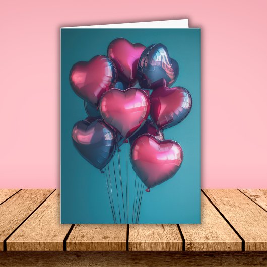 Heart shaped Balloons Valentine's Greeting カード