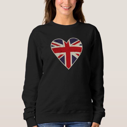 Heart Shaped British Union Jack Flag スウェットシャツ (正面)