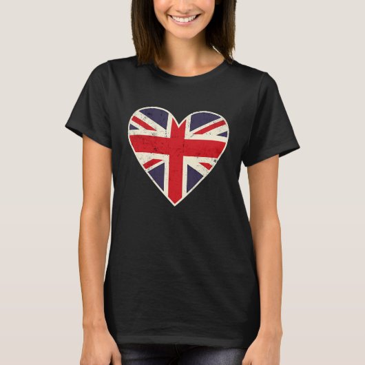 Heart Shaped British Union Jack Flag Tシャツ (正面)