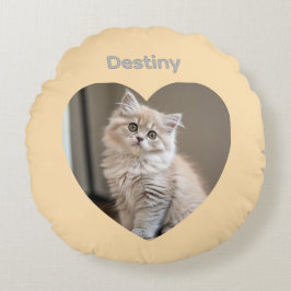 Heart-Shaped Cat Design ラウンドクッション