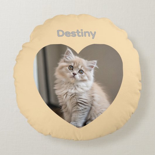 Heart-Shaped Cat Design ラウンドクッション (正面)