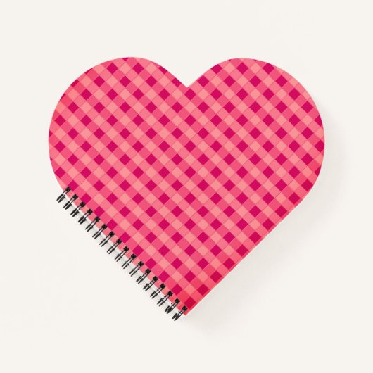 Heart Shaped Checked Tablecloth Pattern ノートブック (正面)