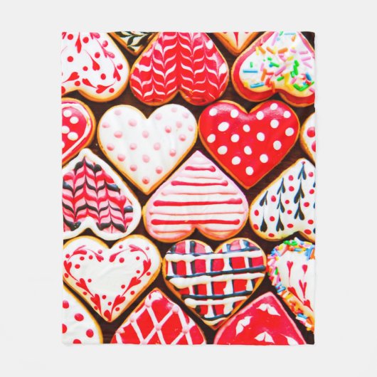 Heart shaped cookies icing for Valentine's day del フリースブランケット (正面)