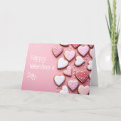 Heart shaped Cookies on pink ground Valentine's カード (正面)
