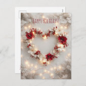 Heart-shaped decoration featuring flowers, berries シーズンポストカード (正面/裏面)