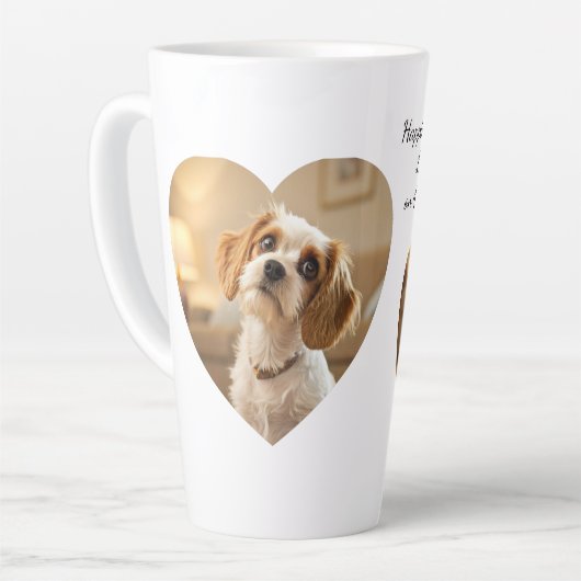 Heart-Shaped Dog Design – “Happiness on Four Paws” カフェラテマグ (左アングル)