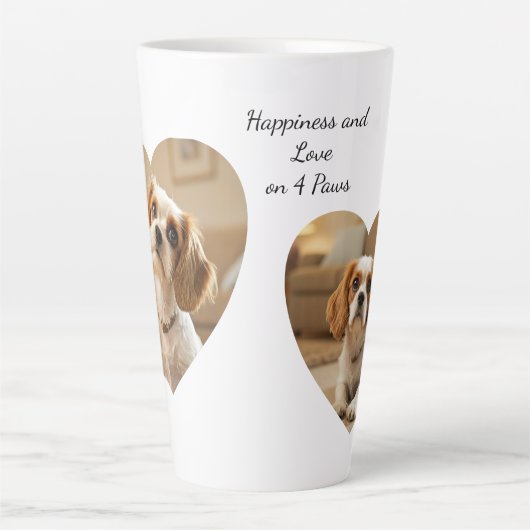 Heart-Shaped Dog Design – “Happiness on Four Paws” カフェラテマグ (正面)