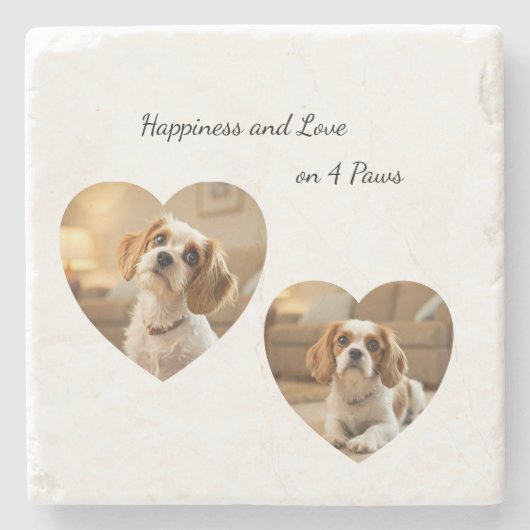 Heart-Shaped Dog Design – “Happiness on Four Paws” ストーンコースター (正面)