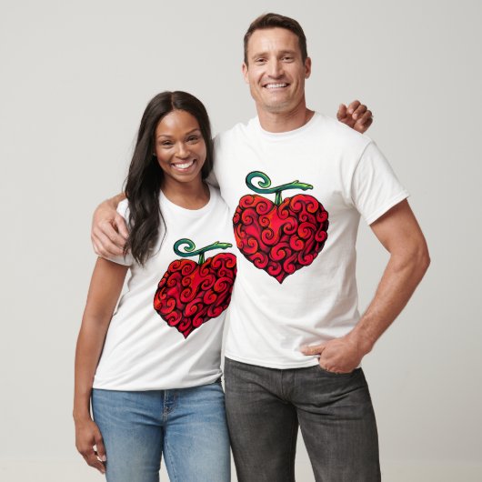 Heart-Shaped Flame Fruit Graphic Tee – Cute Tropic Tシャツ (ユニセックス)