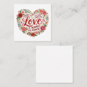Heart-Shaped Floral Typography スクエア名刺 (正面/裏面)