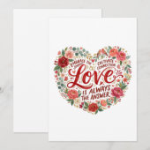 Heart-Shaped Floral Typography 招待状 (正面/裏面)