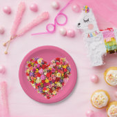 Heart-shaped Floral Valentine Love Arrangement ペーパープレート (パーティー)