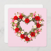 Heart Shaped Floral Wreath Roses Daisies Tulips シーズンカード (正面/裏面)