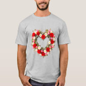 Heart Shaped Floral Wreath Roses Daisies Tulips Tシャツ (正面)