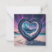 Heart-Shaped Ice Sculpture with Aurora ノートカード (正面)