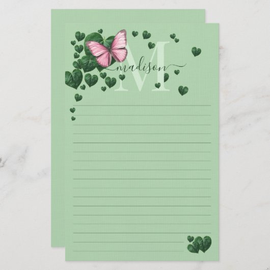 Heart-Shaped Leaves Bouquet Stationery 便箋 (正面/裏面)