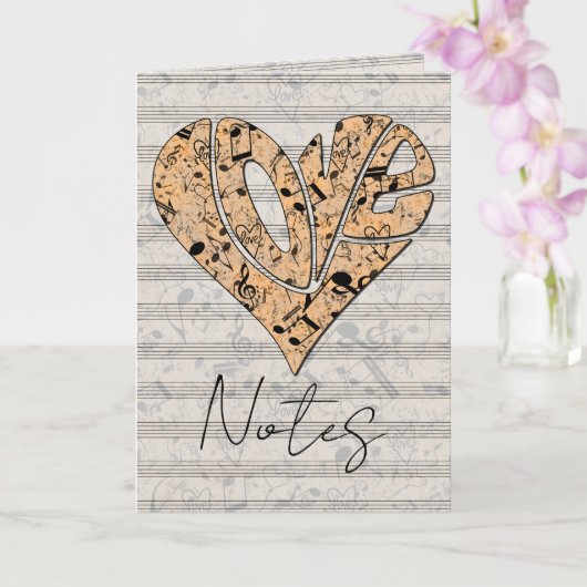 Heart-Shaped Love Typography with Musical Notes カード (蘭)