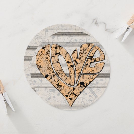 Heart-Shaped Love Typography with Musical Notes カード (正面/裏面インサイチュ)