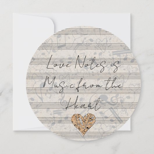 Heart-Shaped Love Typography with Musical Notes カード (裏面)