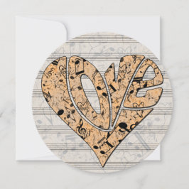 Heart-Shaped Love Typography with Musical Notes カード