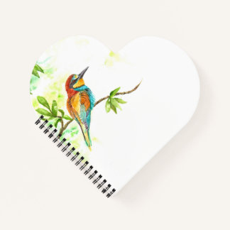 Heart-Shaped Notebook with Watercolor European Bee ノートブック