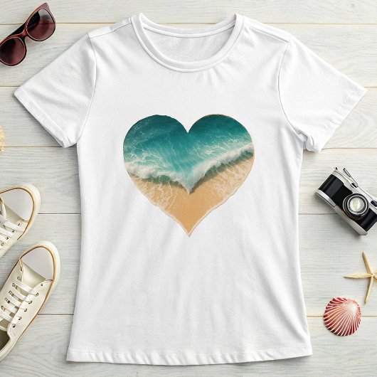 Heart-Shaped Ocean Waves, Romantic Beach Vibes Tシャツ