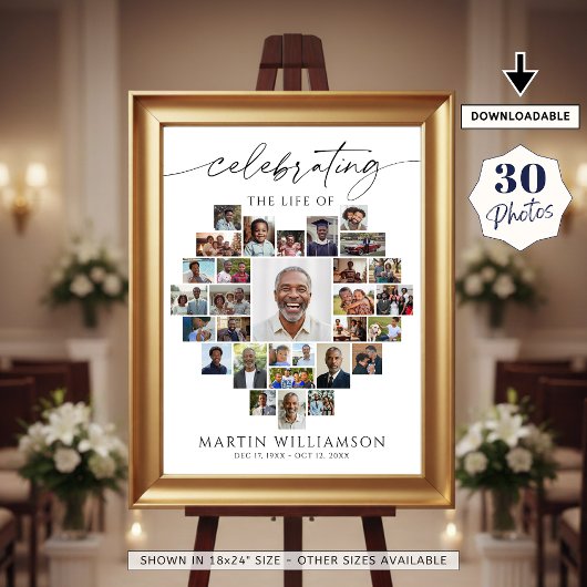 Heart Shaped Photo Collage Celebrating the Life ポスター