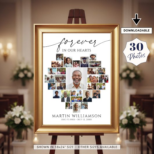 Heart Shaped Photo Collage Forever in Our Hearts ポスター