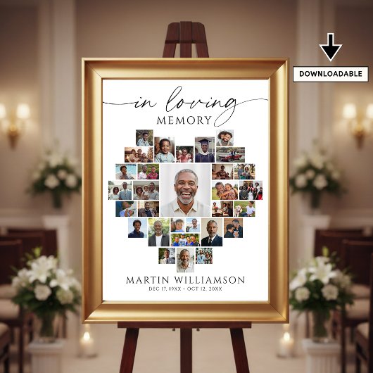 Heart Shaped Photo Collage In Loving Memory ポスター