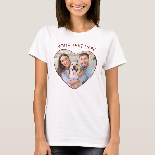 Heart Shaped Photo Personalized Custom Color Tシャツ (正面)