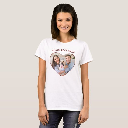 Heart Shaped Photo Personalized Custom Color Tシャツ (正面フル)
