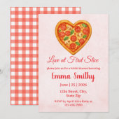 Heart Shaped Pizza Bridal Shower Invitation 招待状 (正面/裏面)