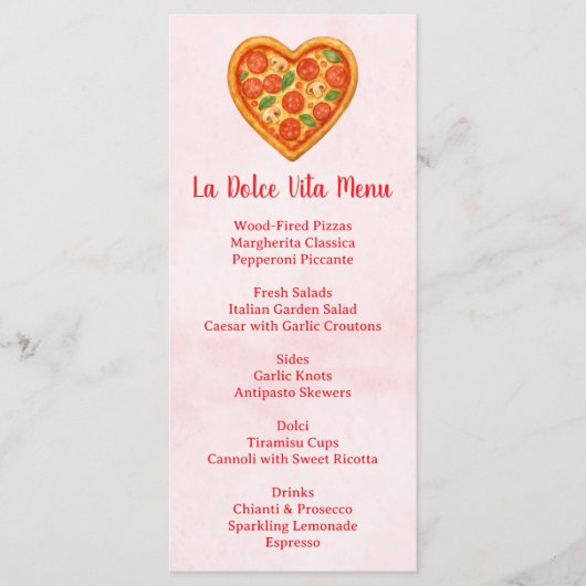 Heart Shaped Pizza Menu Card | Red Checkered メニュー (正面)