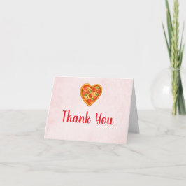 Heart Shaped Pizza Thank You Card | Red Checkered サンキューカード