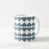 Heart Shaped Plaid Blue Gray コーヒーマグカップ (正面右)