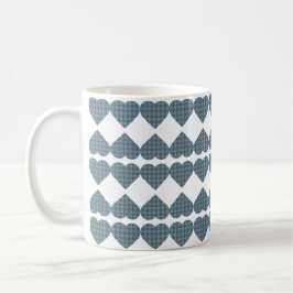 Heart Shaped Plaid Blue Gray コーヒーマグカップ