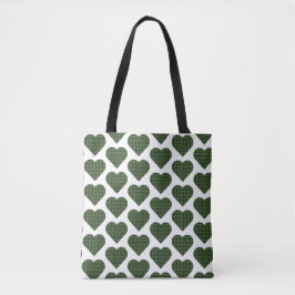 Heart Shaped Plaid Dark Green トートバッグ