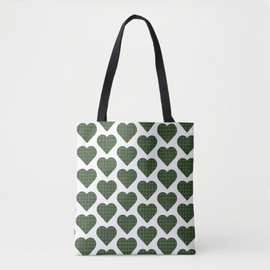 Heart Shaped Plaid Dark Green トートバッグ (正面)