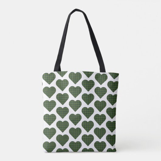 Heart Shaped Plaid Dark Green トートバッグ (裏面)