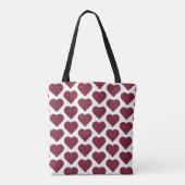 Heart Shaped Plaid Dark Red Burgundy トートバッグ (裏面)
