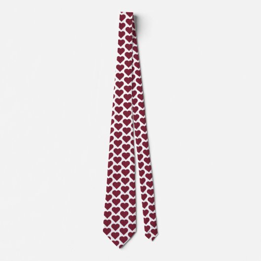 Heart Shaped Plaid Dark Red Burgundy Neck Tie ネクタイ (正面)