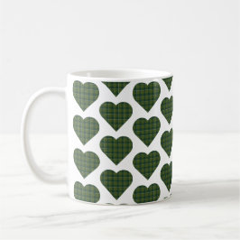 Heart Shaped Plaid Green Evergreen コーヒーマグカップ