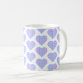 Heart Shaped Plaid Light Blue Pink コーヒーマグカップ (正面右)