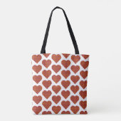 Heart Shaped Plaid Orange Burgundy Maroon トートバッグ (裏面)